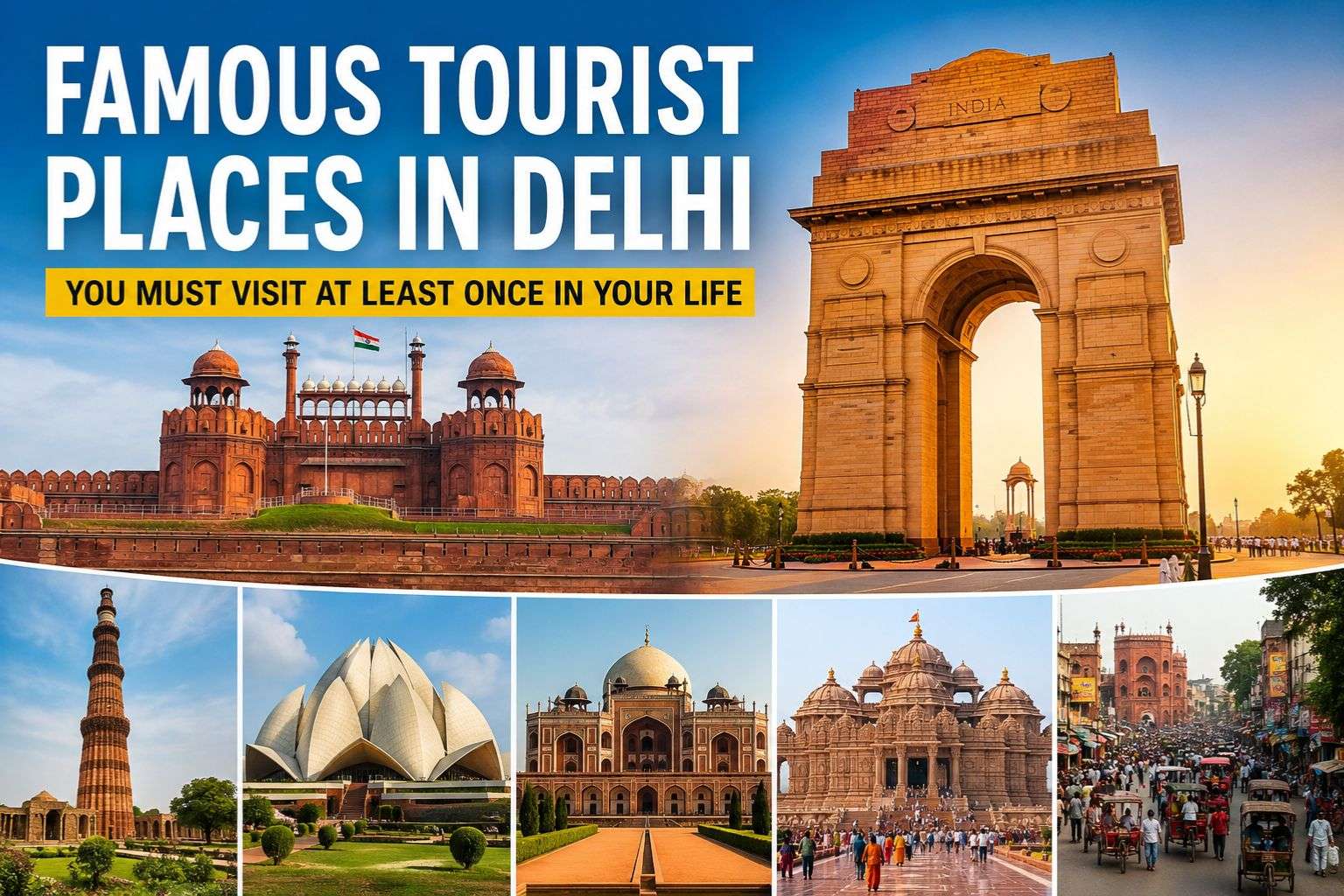 Famous Tourist Places in Delhi You Must Visit at Least Once in Your Life