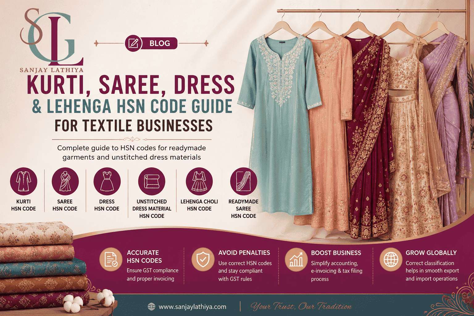 Kurti, Saree, Dress & Lehenga HSN Code Guide for Textile Businesses in India